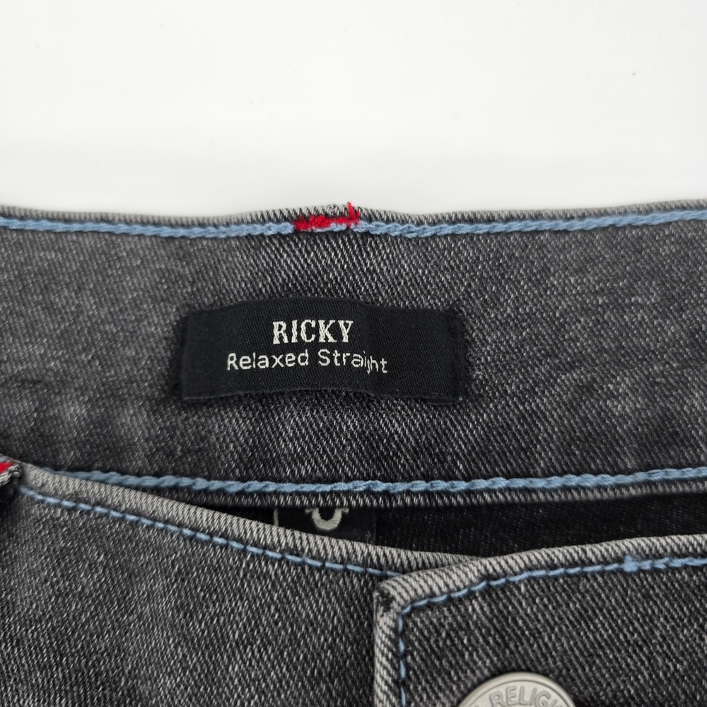 True Religion Ricky Relaxed Straight Jeans Mens Grey Phantom Wash 36x34 NWT - Picture 8 of 11